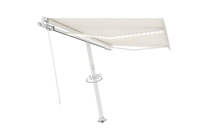 Markis manuellt infällbar med LED 300x250 cm gräddvit - Vit - Utemöbler - Solskydd - Markiser