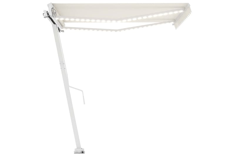 Markis manuellt infällbar med LED 300x250 cm gräddvit - Vit - Utemöbler - Solskydd - Markiser