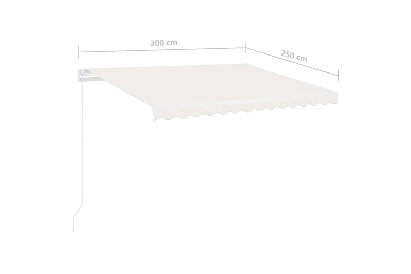 Markis manuellt infällbar med LED 300x250 cm gräddvit - Vit - Utemöbler - Solskydd - Markiser