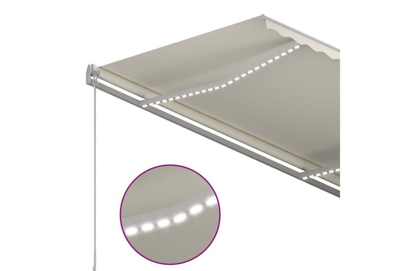 Markis manuellt infällbar med LED 300x250 cm gräddvit - Vit - Markiser - Terrassmarkis