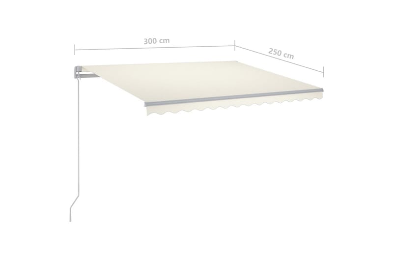 Markis manuellt infällbar med LED 300x250 cm gräddvit - Vit - Utemöbler - Solskydd - Markiser