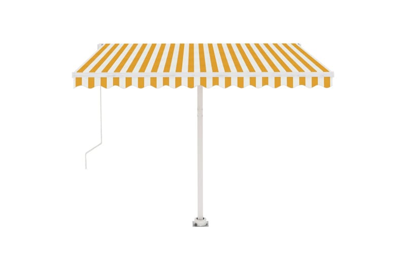 Markis manuellt infällbar med LED 300x250 cm gul och vit - Gul - Utemöbler - Solskydd - Markiser