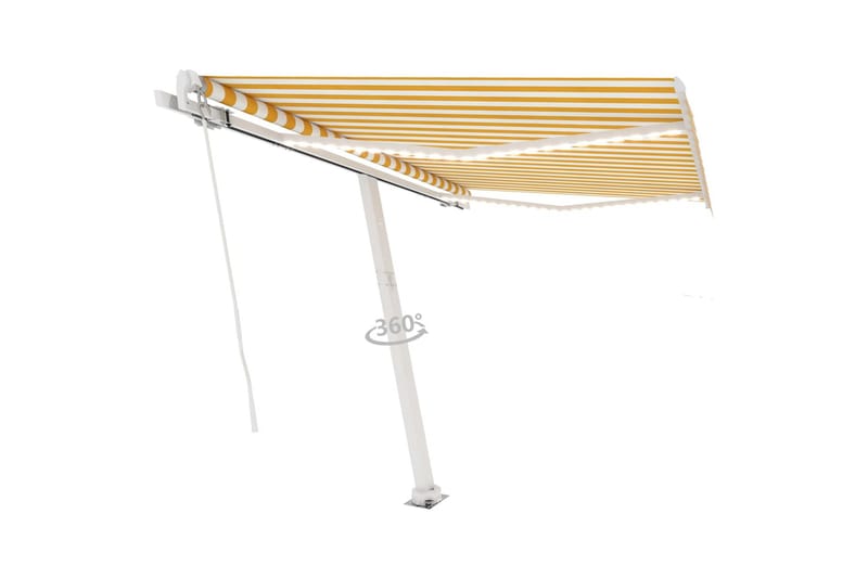 Markis manuellt infällbar med LED 300x250 cm gul och vit - Gul - Utemöbler - Solskydd - Markiser