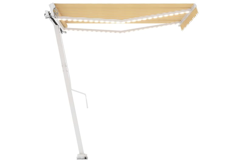 Markis manuellt infällbar med LED 300x250 cm gul och vit - Gul - Utemöbler - Solskydd - Markiser