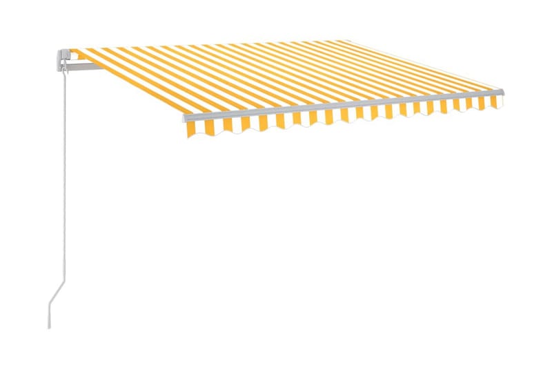 Markis manuellt infällbar med LED 300x250 cm gul och vit - Gul - Utemöbler - Solskydd - Markiser
