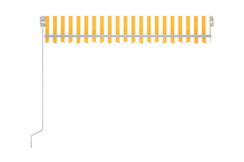 Markis manuellt infällbar med LED 300x250 cm gul och vit - Gul - Utemöbler - Solskydd - Markiser