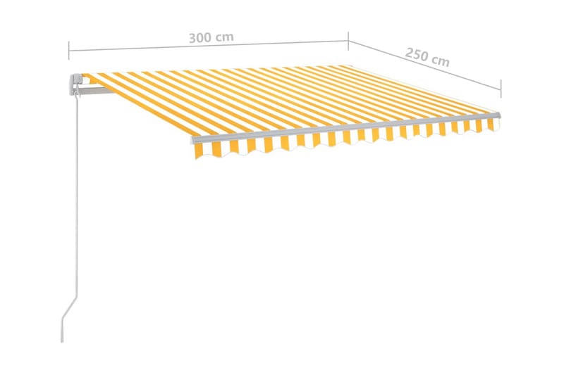Markis manuellt infällbar med LED 300x250 cm gul och vit - Gul - Utemöbler - Solskydd - Markiser