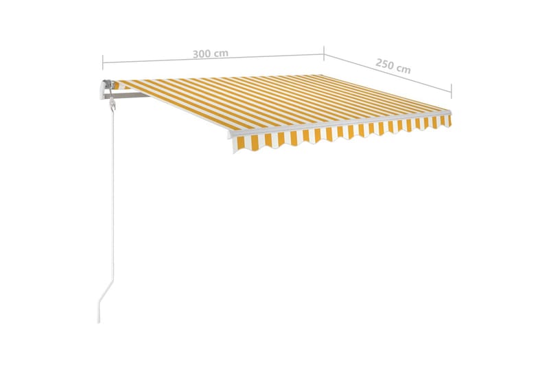 Markis manuellt infällbar med LED 300x250 cm gul och vit - Gul - Markiser - Terrassmarkis