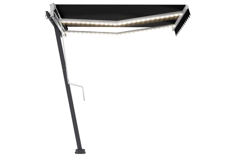 Markis manuellt infällbar med LED 350x250 cm antracit - Grå - Utemöbler - Solskydd - Markiser - Fönstermarkis