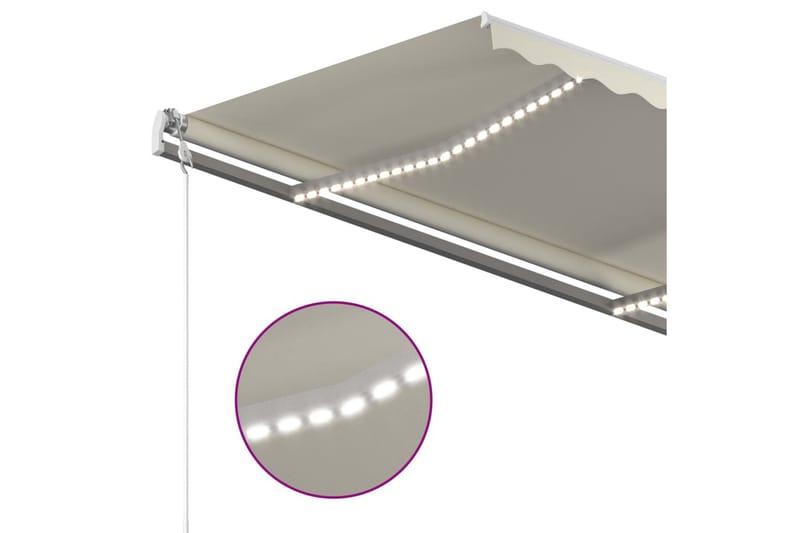 Markis manuellt infällbar med LED 350x250 cm gräddvit - Vit - Fönstermarkis - Markiser