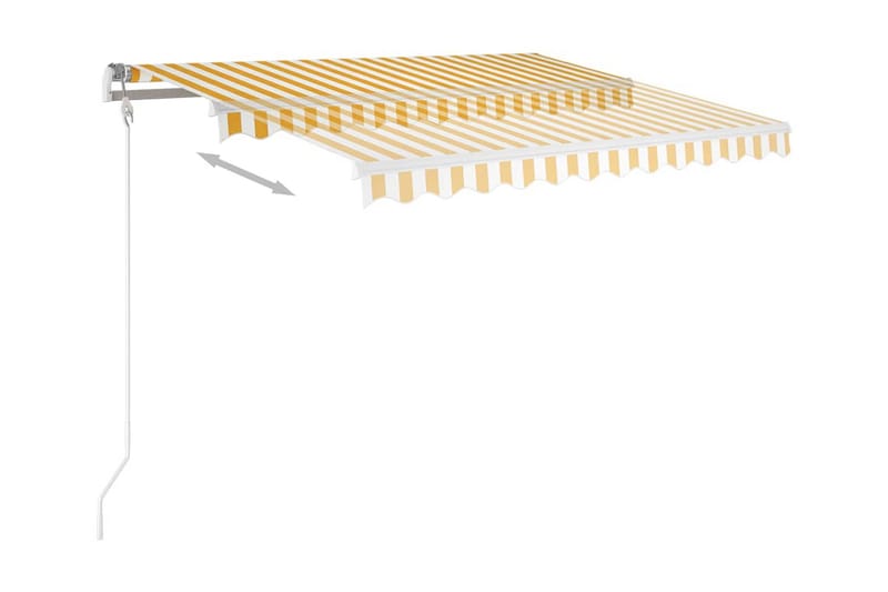 Markis manuellt infällbar med LED 350x250 cm gul och vit - Gul - Utemöbler - Solskydd - Markiser - Fönstermarkis