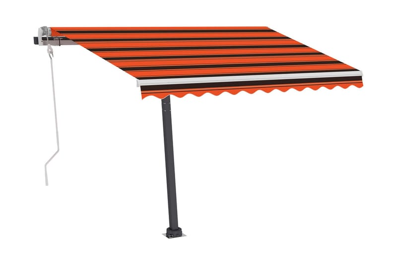 Markis manuellt infällbar med LED 350x250 cm orange och brun - Orange - Fönstermarkis - Markiser