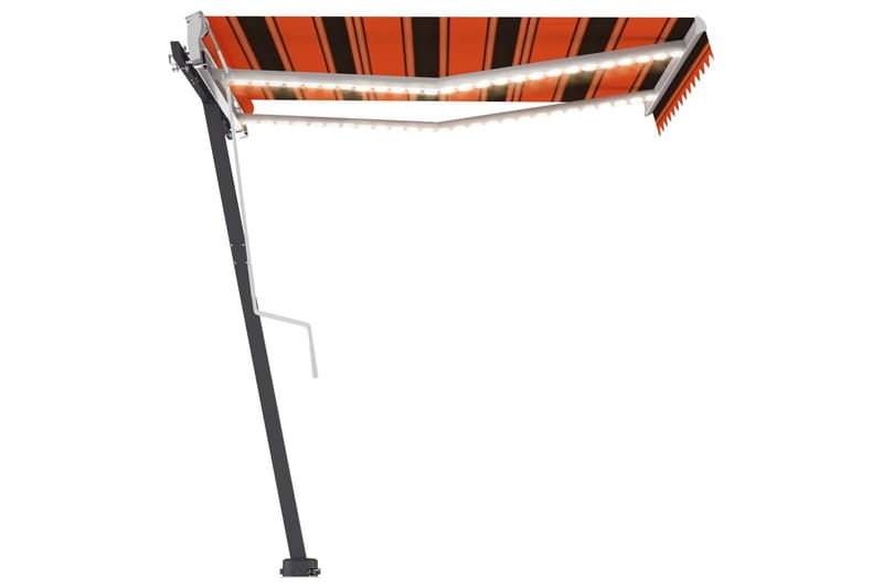 Markis manuellt infällbar med LED 350x250 cm orange och brun - Orange - Utemöbler - Solskydd - Markiser - Fönstermarkis