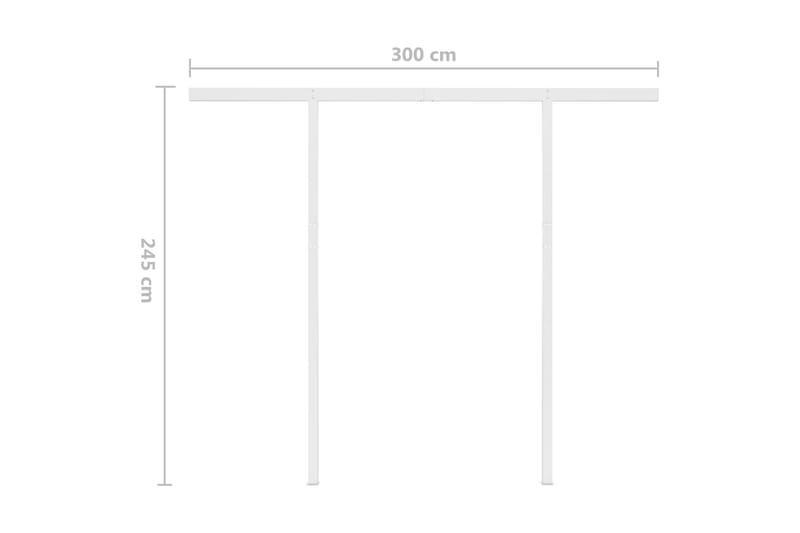 Markis manuellt infällbar med LED 3x2,5 m gul och vit - Gul - Markiser - Terrassmarkis