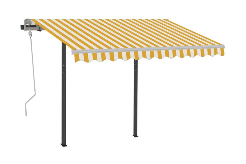 Markis manuellt infällbar med LED 3x2,5 m gul och vit - Gul - Markiser - Terrassmarkis