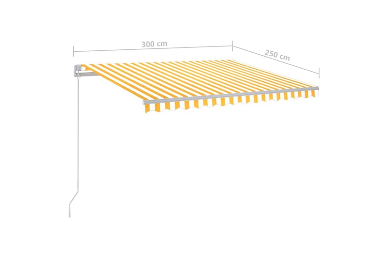 Markis manuellt infällbar med LED 3x2,5 m gul och vit - Gul - Markiser - Terrassmarkis