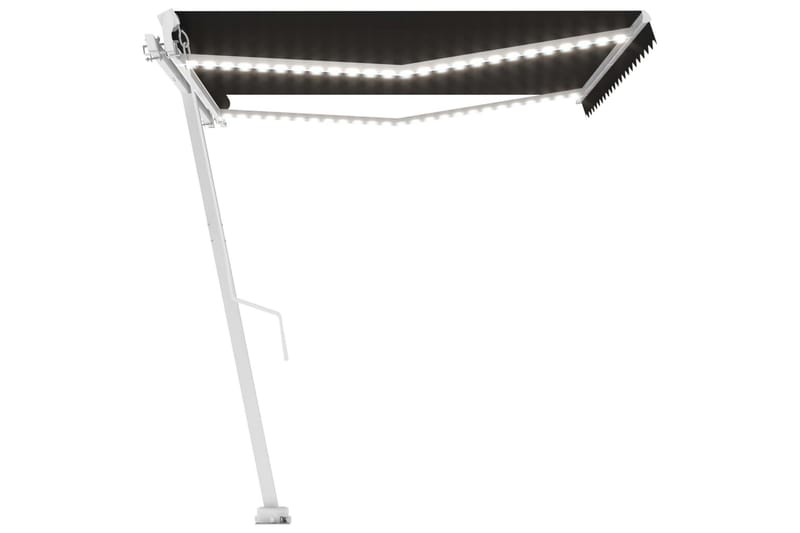 Markis manuellt infällbar med LED 400x300 cm antracit - Grå - Utemöbler - Solskydd - Markiser