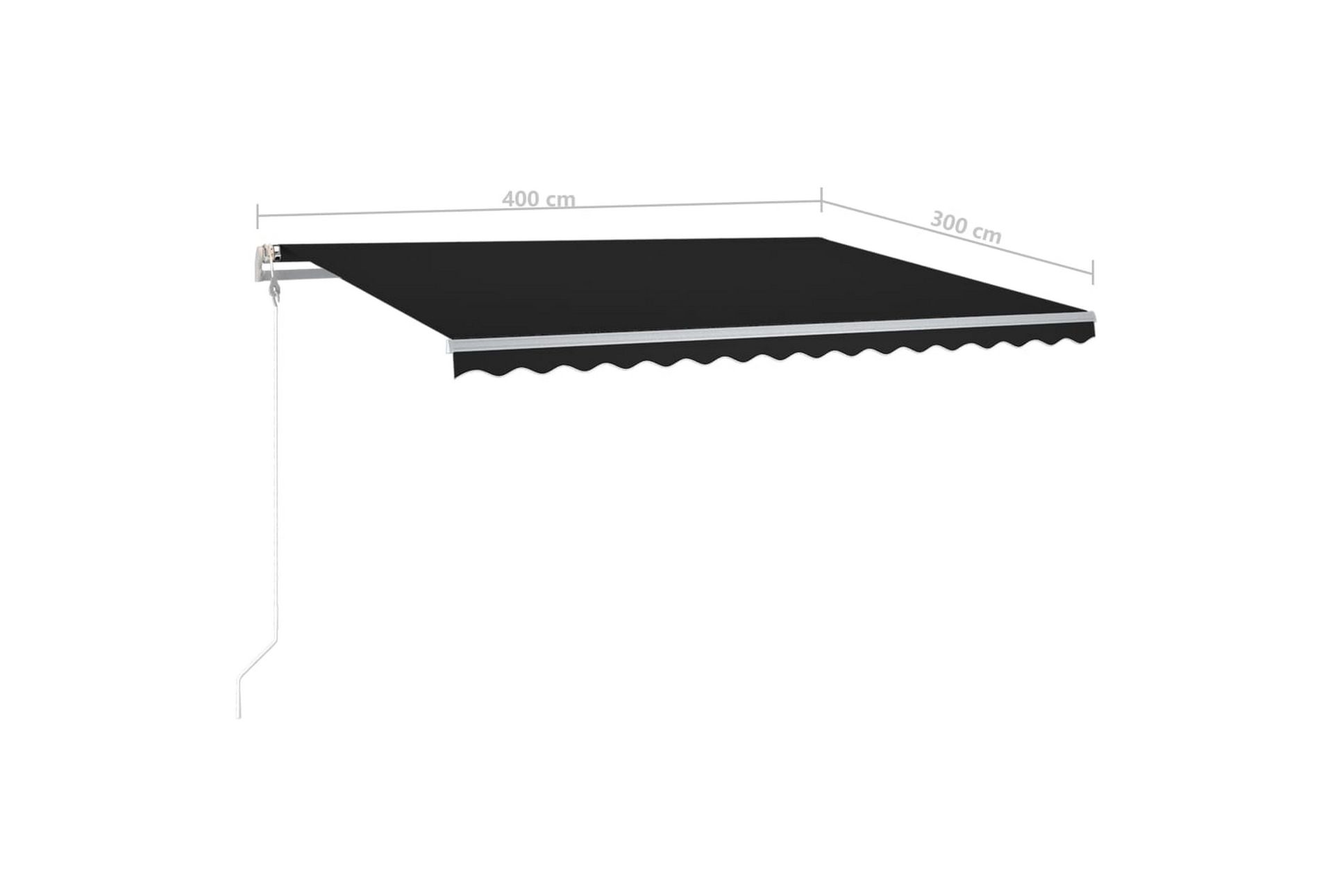 Markis manuellt infällbar med LED 400x300 cm antracit - Grå - Utemöbler - Solskydd - Markiser