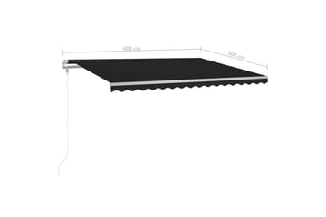 Markis manuellt infällbar med LED 400x300 cm antracit - Grå - Utemöbler - Solskydd - Markiser