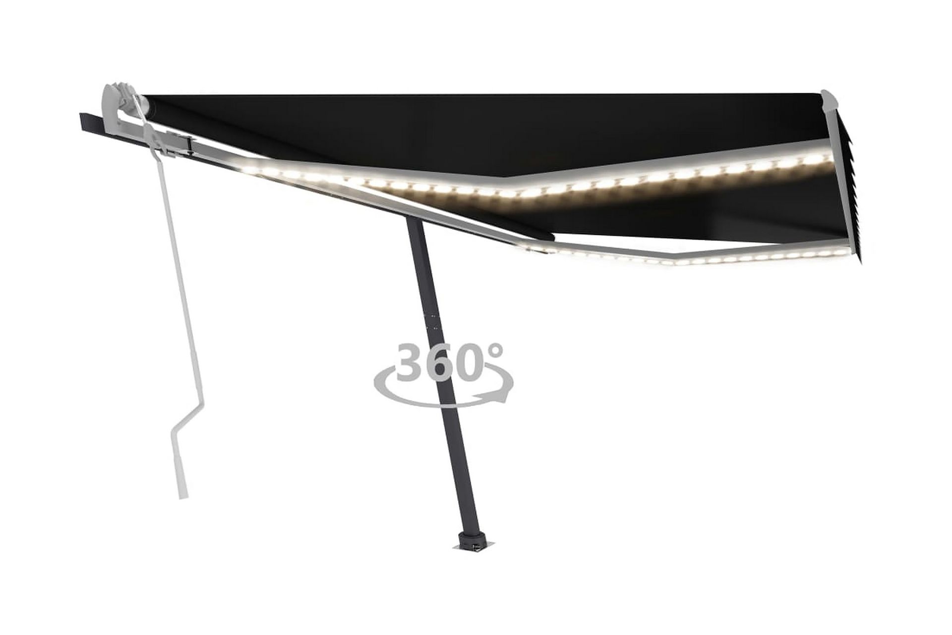 Markis manuellt infällbar med LED 400x300 cm antracit - Grå - Utemöbler - Solskydd - Markiser