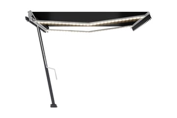 Markis manuellt infällbar med LED 400x300 cm antracit - Grå - Utemöbler - Solskydd - Markiser
