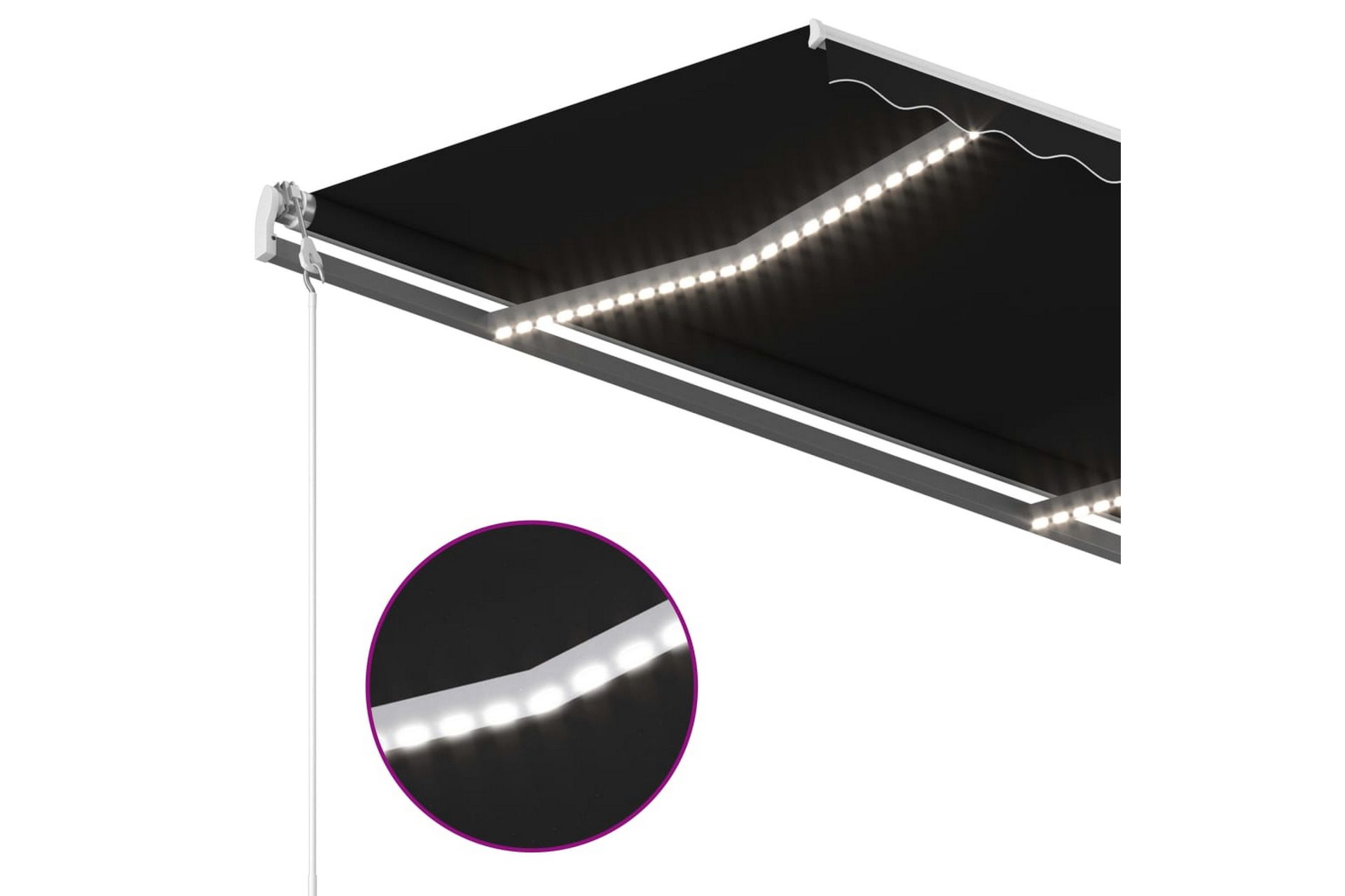 Markis manuellt infällbar med LED 400x300 cm antracit - Grå - Utemöbler - Solskydd - Markiser