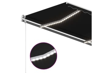 Markis manuellt infällbar med LED 400x300 cm antracit - Grå - Utemöbler - Solskydd - Markiser