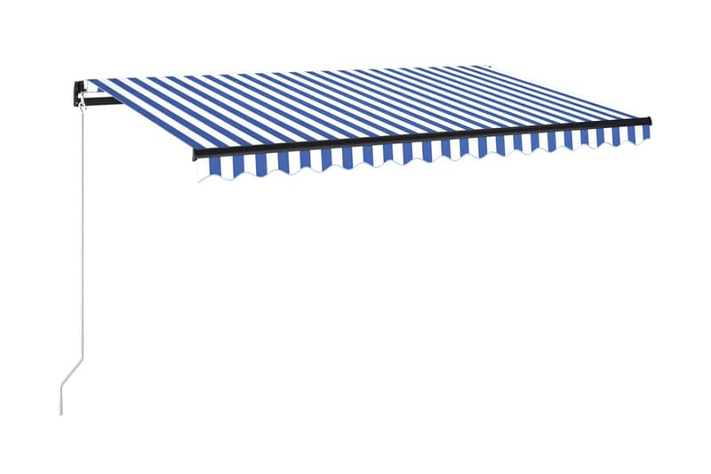 Markis manuellt infällbar med LED 400x300 cm blå och vit - Blå - Markiser - Terrassmarkis