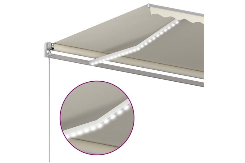 Markis manuellt infällbar med LED 400x300 cm gräddvit - Vit - Markiser - Terrassmarkis