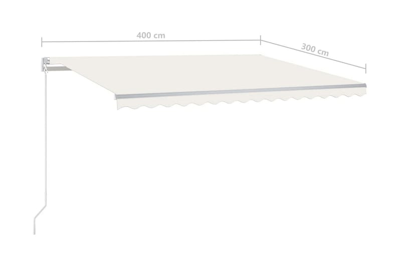 Markis manuellt infällbar med LED 400x300 cm gräddvit - Vit - Utemöbler - Solskydd - Markiser