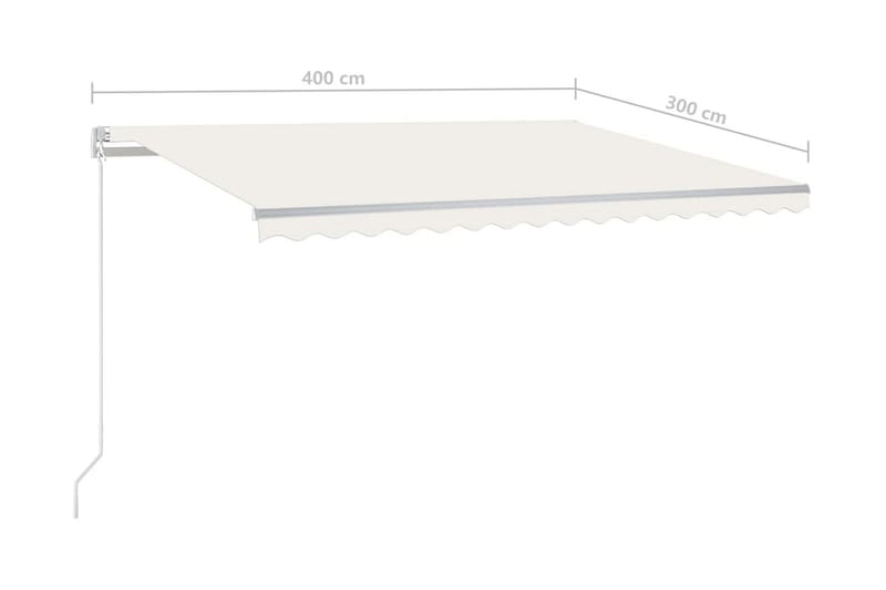 Markis manuellt infällbar med LED 400x300 cm gräddvit - Vit - Markiser - Terrassmarkis