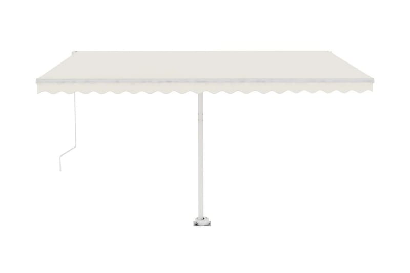 Markis manuellt infällbar med LED 450x300 cm gräddvit - Vit - Utemöbler - Solskydd - Markiser
