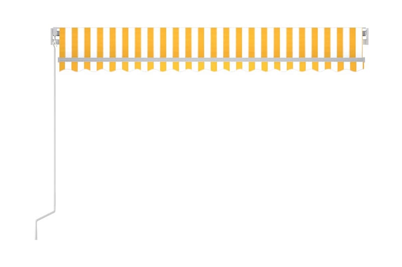 Markis manuellt infällbar med LED 450x300 cm gul och vit - Gul - Utemöbler - Solskydd - Markiser