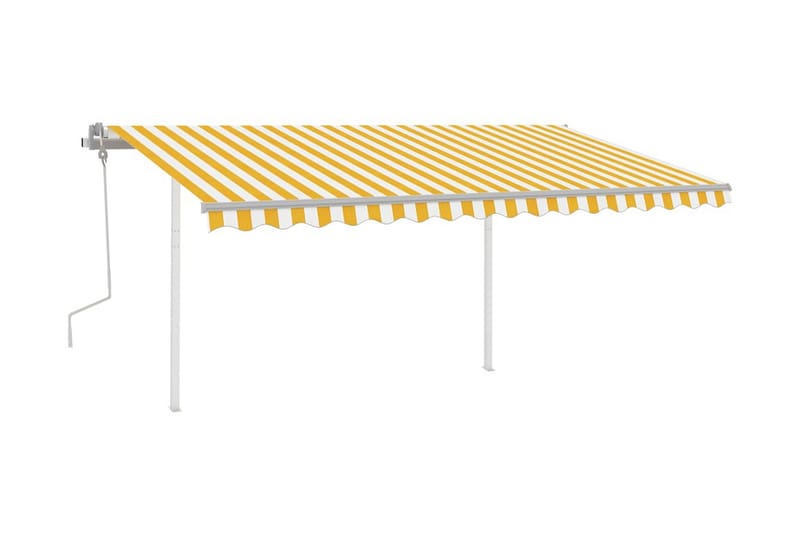 Markis manuellt infällbar med LED 4x3,5 m gul och vit - Gul - Utemöbler - Solskydd - Markiser