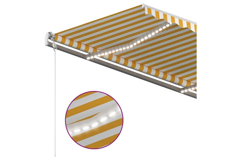 Markis manuellt infällbar med LED 4x3,5 m gul och vit - Gul - Utemöbler - Solskydd - Markiser