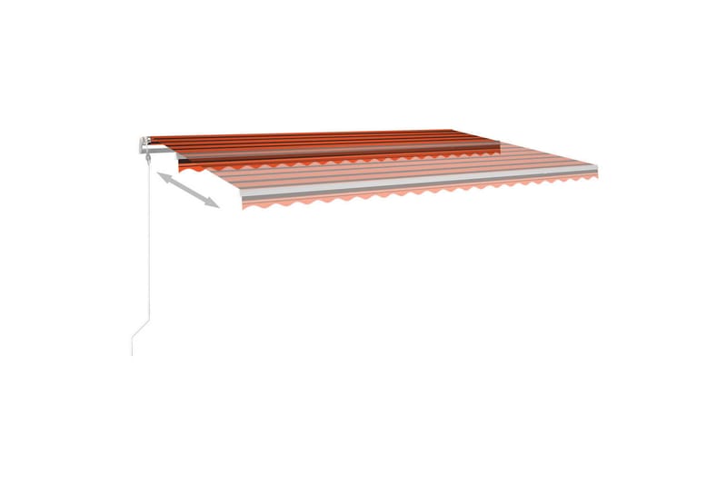 Markis manuellt infällbar med LED 500x300 cm orange och brun - Orange - Fönstermarkis - Markiser