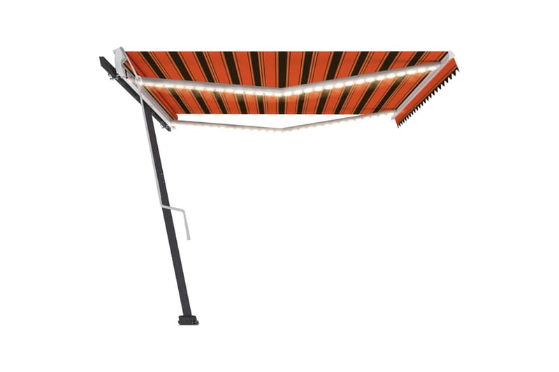 Markis manuellt infällbar med LED 500x300 cm orange och brun - Orange - Fönstermarkis - Markiser