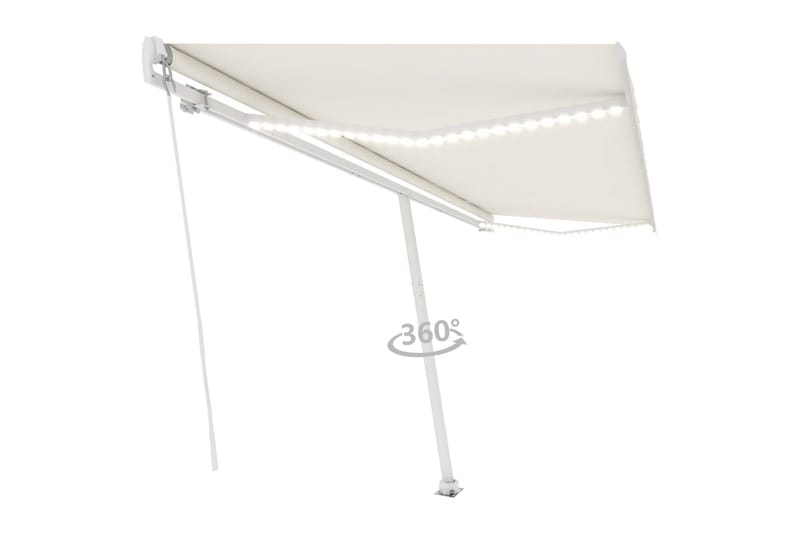 Markis manuellt infällbar med LED 500x350 cm gräddvit - Vit - Utemöbler - Solskydd - Markiser