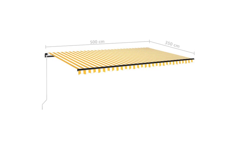 Markis manuellt infällbar med LED 500x350 cm gul och vit - Gul - Utemöbler - Solskydd - Markiser