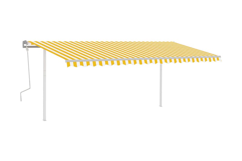 Markis manuellt infällbar med LED 5x3,5 m gul och vit - Gul - Markiser - Terrassmarkis