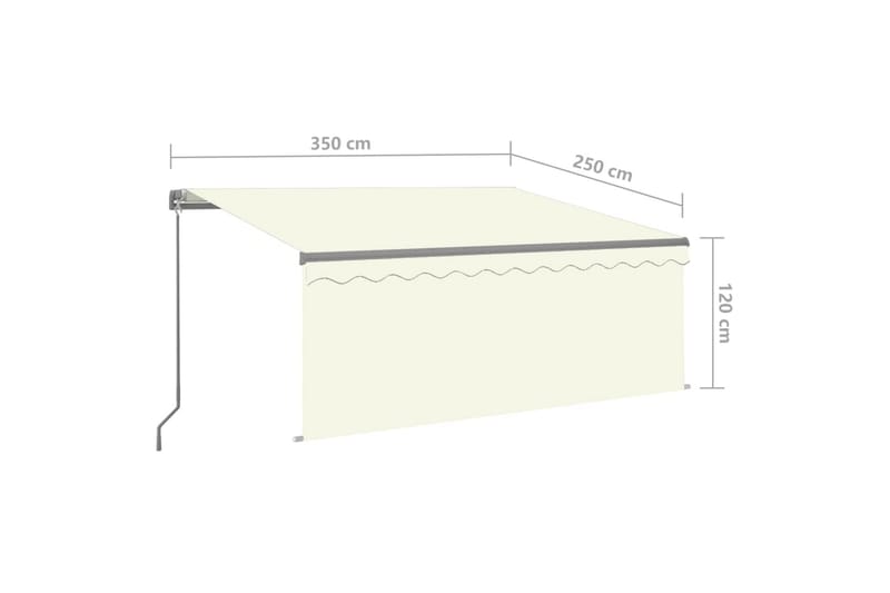 Markis manuellt infällbar med rullgardin och LED 3,5x2,5 m g - Kräm - Utemöbler - Solskydd - Markiser - Fönstermarkis