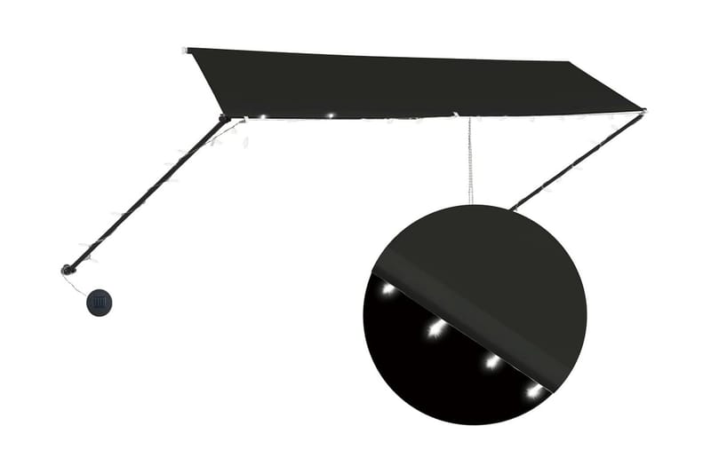 Markis med LED 350x150 cm antracit - Grå - Utemöbler - Solskydd - Markiser - Fönstermarkis