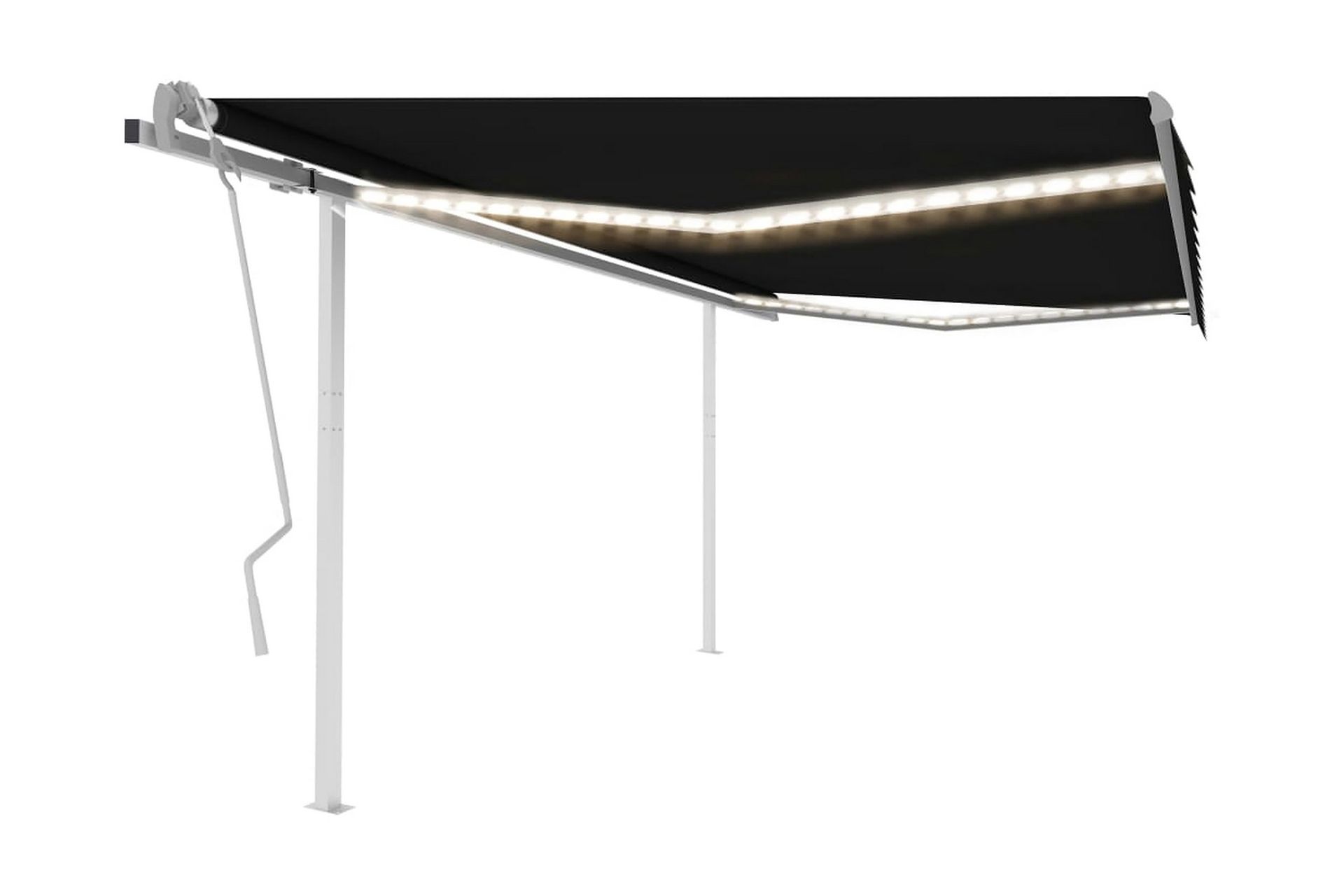Markis med LED manuellt infällbar 4,5x3 m antracit - Grå - Utemöbler - Solskydd - Markiser