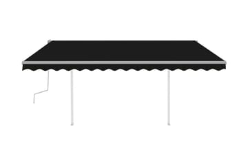Markis med LED manuellt infällbar 4,5x3 m antracit - Grå - Utemöbler - Solskydd - Markiser