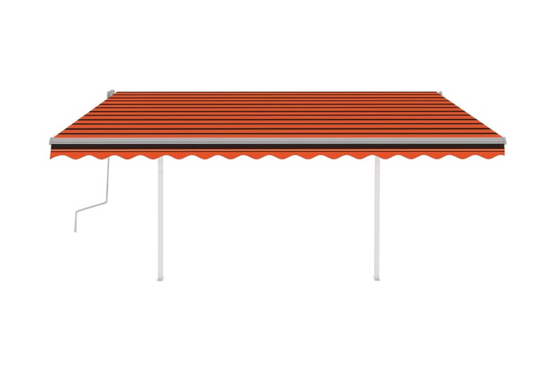 Markis med LED manuellt infällbar 4,5x3 m orange och brun - Orange - Utemöbler - Solskydd - Markiser