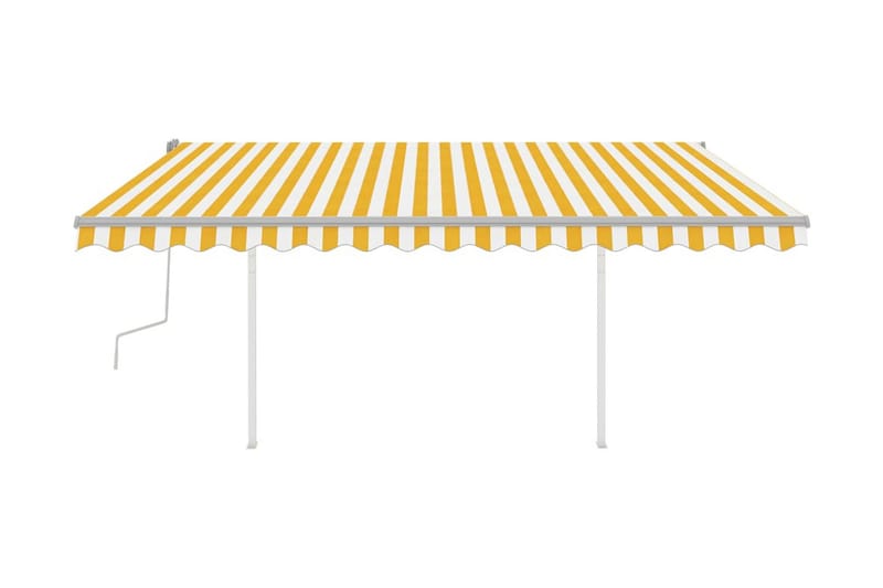 Markis med LED manuellt infällbar 4x3 m gul och vit - Gul - Utemöbler - Solskydd - Markiser