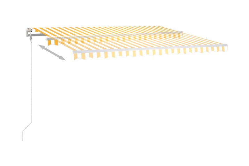 Markis med LED manuellt infällbar 4x3 m gul och vit - Gul - Markiser - Terrassmarkis