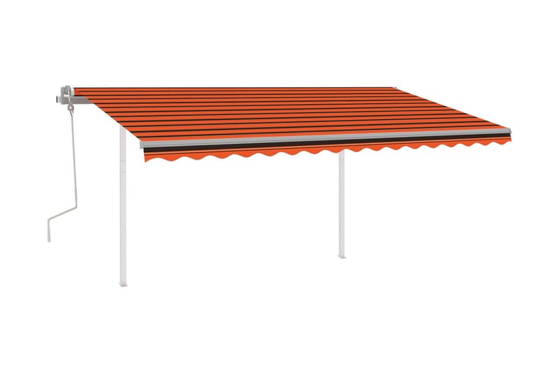 Markis med LED manuellt infällbar 4x3 m orange och brun - Orange - Markiser - Terrassmarkis