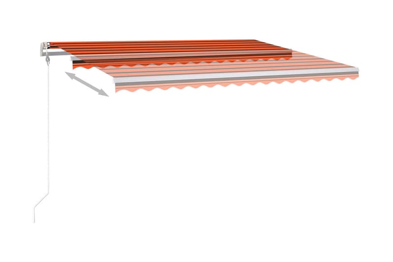 Markis med LED manuellt infällbar 4x3 m orange och brun - Orange - Markiser - Terrassmarkis