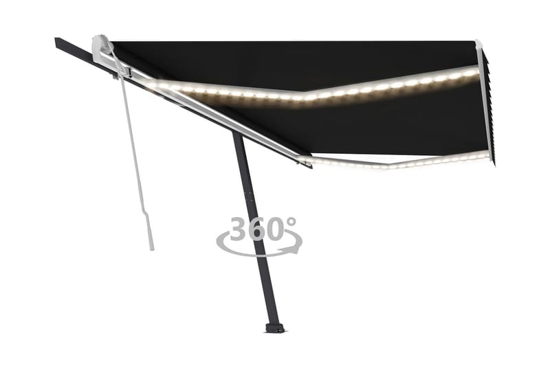 Markis med LED manuellt infällbar 500x350 cm antracit - Grå - Utemöbler - Solskydd - Markiser